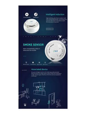 IFITech · Smart WiFi Control · Voice Control · Battery Powered · Smoke Detector