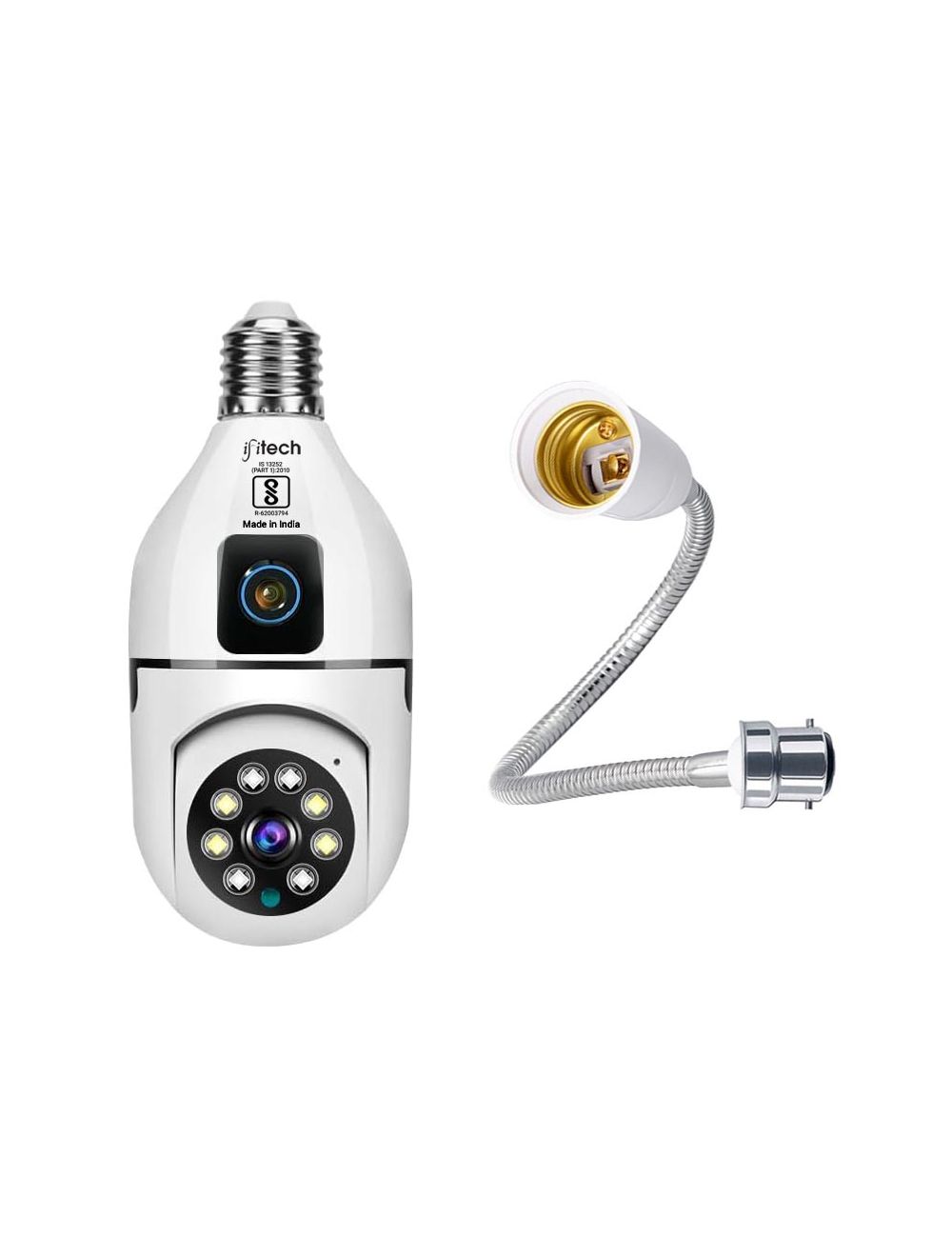 IFITech 4MP Bulb Camera with Gooseneck Holder – Dual Lens WiFi