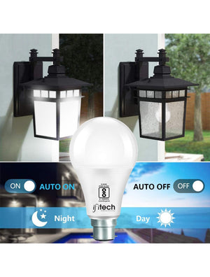 The IFITech Dusk to Dawn LED Bulb automatically lights up in dark outdoor areas for energy-efficient illumination.