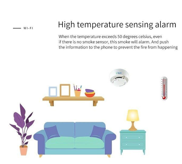 IFITech · Smart WiFi Control · Voice Control · Battery Powered · Smoke Detector