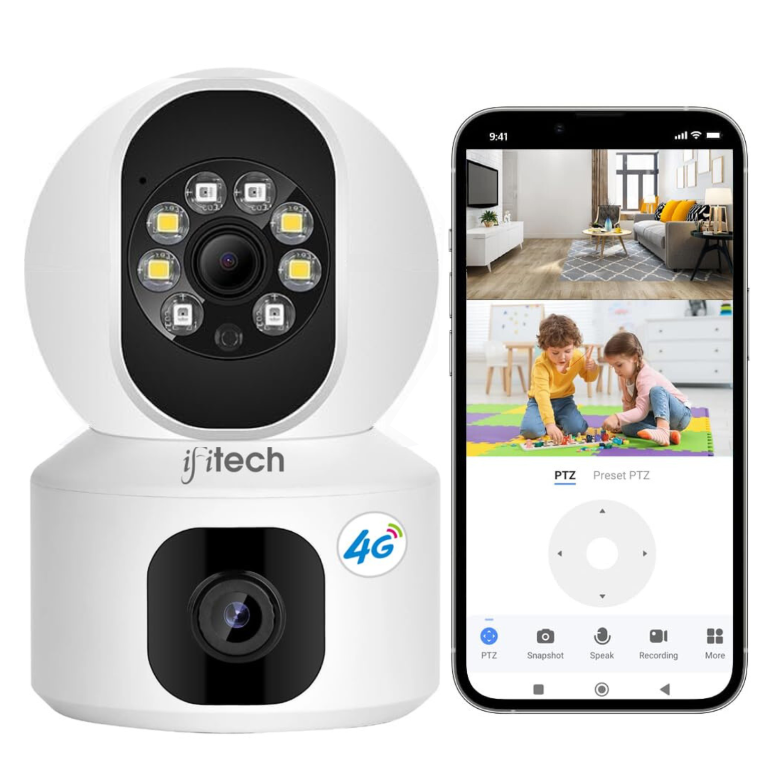 IFITech 4MP 4G Dual Lens CCTV Camera – Smart Indoor Security V380