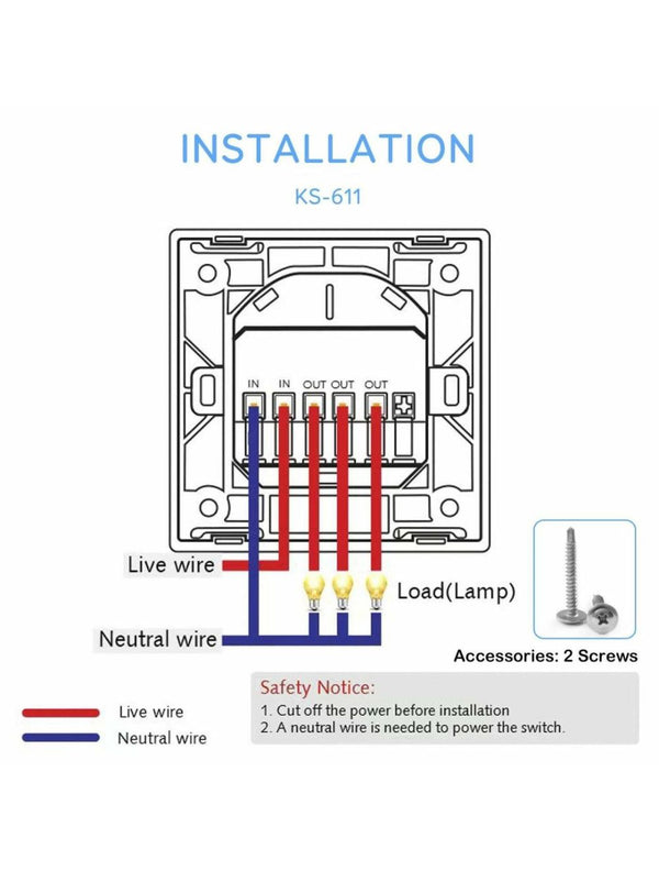 IFITech Smart Touch · WiFi Control · 3 Gang Wall Switch - White