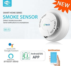 IFITech · Smart WiFi Control · Voice Control · Battery Powered · Smoke Detector