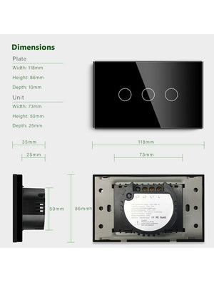 IFITech™ Smart Home Automation Touch Switch 3 Gang,WiFi Control Switch