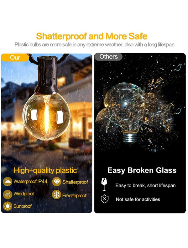 IFITech · Waterproof · Auto ON/OFF · 4 Modes Lighting · 10 LED G40 Bulbs · Solar Powered String Lights- 5.5 Meters
