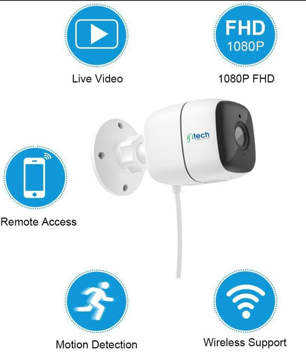 IFITech WiFi Outdoor 1080P Security Camera| APP Control- White