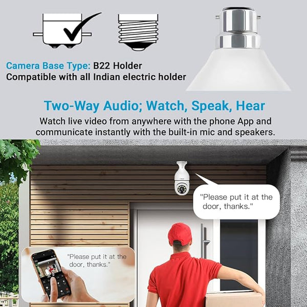 IFITech 2MP and 3MP HD Smart Wi-Fi CCTV Home Security Camera | Bulb Camera Perfect for Home, Office Monitoring (Combo Pack)