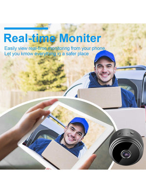Eye4Spy 720P Mini Home Security Camera with WiFi connectivity for remote live viewing and motion detection alerts.
Supports continuous and motion-based recording, 100° wide-angle lens, low-light vision, and SD card storage up to 128GB.
Compact, magnetic, and flexible design ideal for home, office, and personal security monitoring.