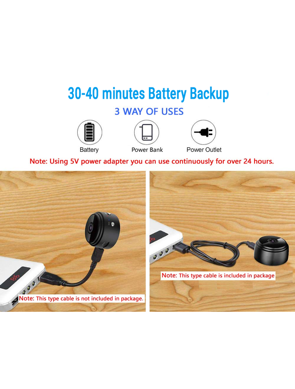 Eye4Spy 720P Mini Home Security Camera with WiFi connectivity for remote live viewing and motion detection alerts.
Supports continuous and motion-based recording, 100° wide-angle lens, low-light vision, and SD card storage up to 128GB.
Compact, magnetic, and flexible design ideal for home, office, and personal security monitoring.