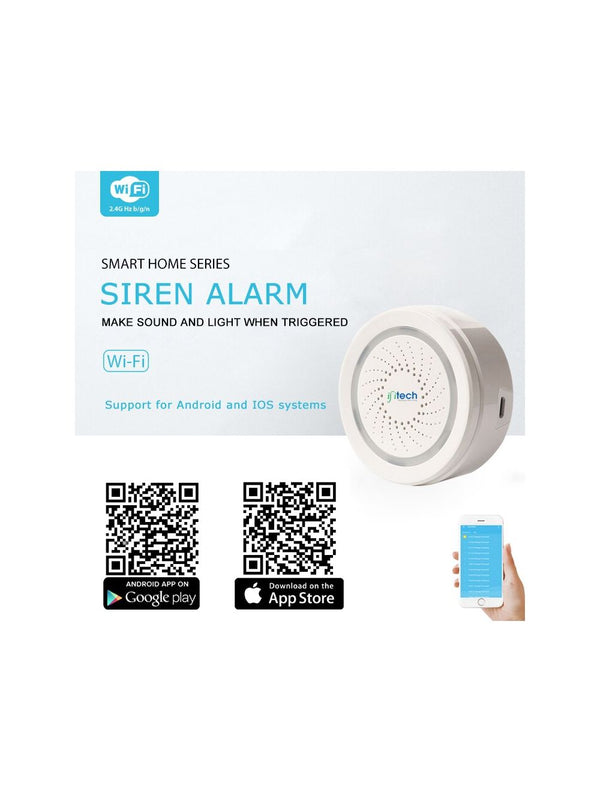 IFITech Smart · WiFi Control · Notification Alerts · Voice Control · Battery Powered - Wi-Fi Siren Alarm