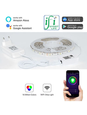 IFITech WiFi Smart RGB Multicolor LED Flexible Strip Light  with Smartphone Controlled & Google Home/Alexa Compatible