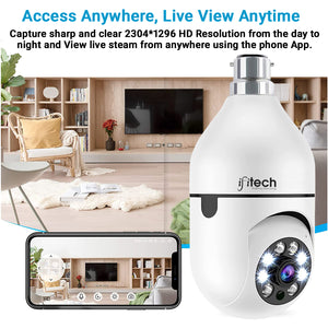 IFITech 3MP Full HD Wi-Fi Pan/Tilt Bulb Camera - V380 App