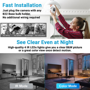 IFITech 3MP Full HD Wi-Fi Pan/Tilt Bulb Camera - V380 App