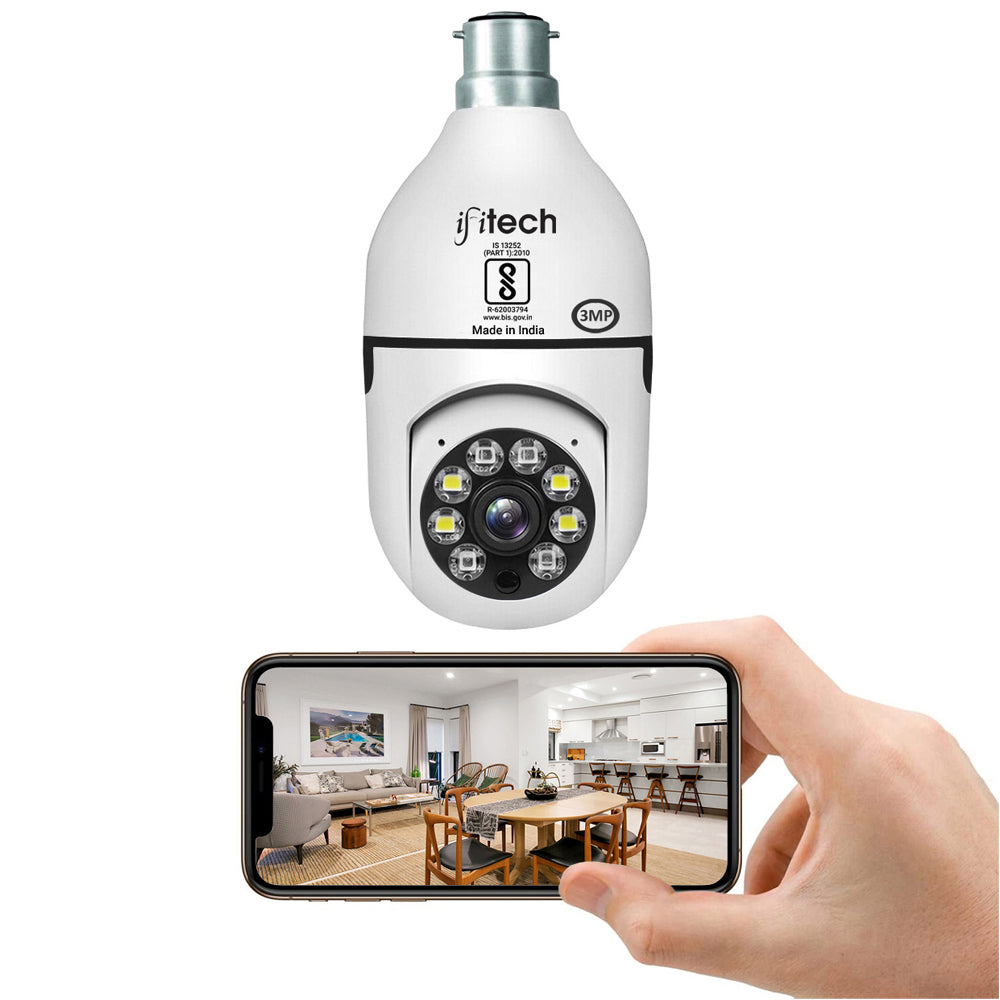 IFITech 3MP Full HD Wi-Fi Pan/Tilt Bulb Camera - V380 App