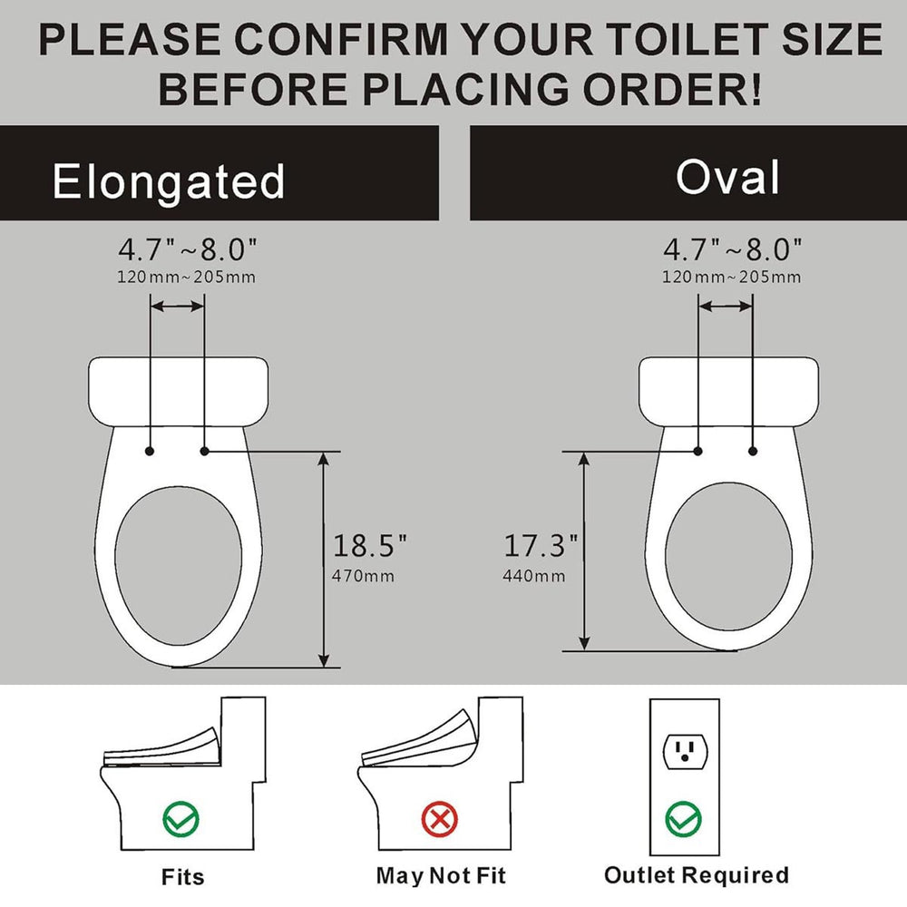 IFITech Electric Bidet Toilet Seat | Heated Toilet Seat with Instant Warm Water & Dryer | Self-Cleaning Nozzle | Remote Control, Night Light