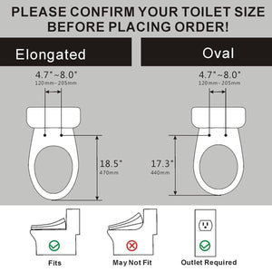 IFITech Electric Bidet Toilet Seat | Heated Toilet Seat with Instant Warm Water & Dryer | Self-Cleaning Nozzle | Remote Control, Night Light
