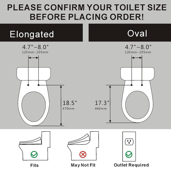 IFITech Electric Bidet Toilet Seat | Heated Toilet Seat with Instant Warm Water & Dryer | Self-Cleaning Nozzle | Remote Control, Night Light
