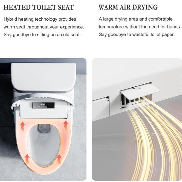 IFITech Electric Bidet Toilet Seat | Heated Toilet Seat with Instant Warm Water & Dryer | Self-Cleaning Nozzle | Remote Control, Night Light