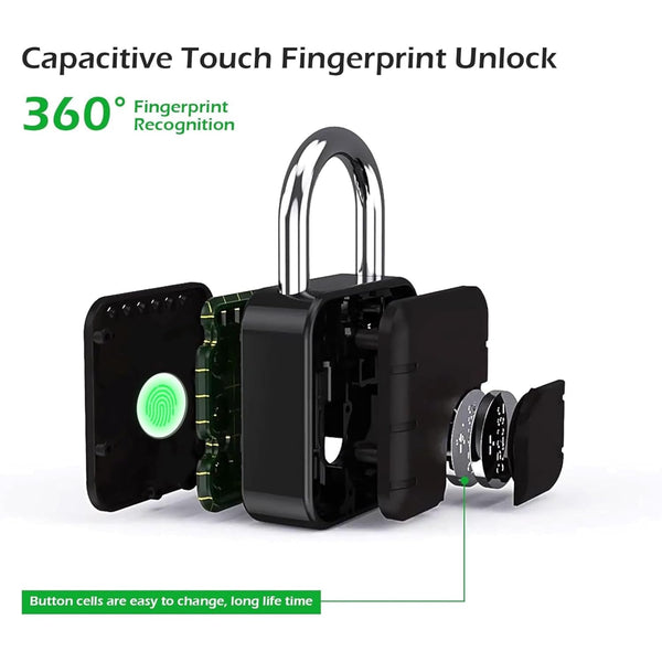 IFITech Fingerprint Lock – Smart Padlock with Keyless Biometric Access - USB Rechargeable| App Control (Bluetooth)