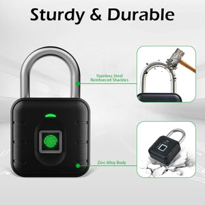 IFITech Fingerprint Lock – Smart Padlock with Keyless Biometric Access - USB Rechargeable| App Control (Bluetooth)