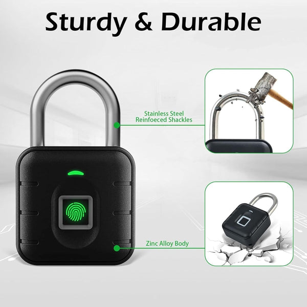IFITech Fingerprint Lock – Smart Padlock with Keyless Biometric Access - USB Rechargeable| App Control (Bluetooth)