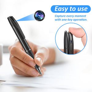 Eye4Spy 1080P HD Pen Camera – discreet hidden spy pen with built-in HD camera, loop recording, portable design, supports up to 128GB micro SD card, rechargeable battery, ideal for meetings, lectures, interviews, and personal security.