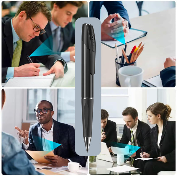 Eye4Spy 1080P HD Pen Camera – discreet hidden spy pen with built-in HD camera, loop recording, portable design, supports up to 128GB micro SD card, rechargeable battery, ideal for meetings, lectures, interviews, and personal security.