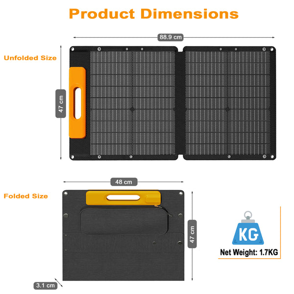 IFITech 60W Portable Waterproof Foldable Solar Panel Charger | Portable Power Station
