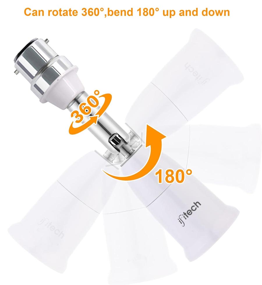 IFITech dual lens smart home security WiFi camera with a white and silver exterior, one lens facing upwards and the other facing sideways.