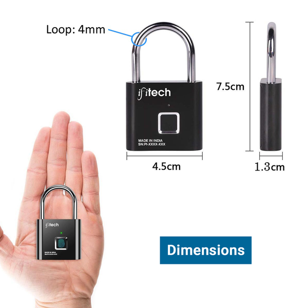 IFITech Fingerprint Lock – Smart Padlock with Keyless Biometric Access (USB Rechargeable)