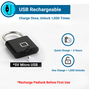 IFITech Fingerprint Lock – Smart Padlock with Keyless Biometric Access (USB Rechargeable)