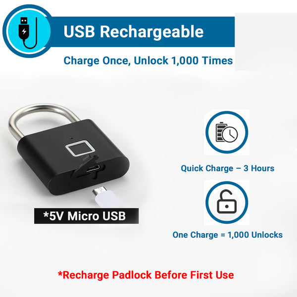 IFITech Fingerprint Lock – Smart Padlock with Keyless Biometric Access (USB Rechargeable)