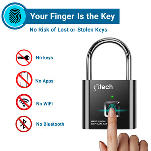 IFITech Fingerprint Lock – Smart Padlock with Keyless Biometric Access (USB Rechargeable)