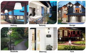 IFITech Dusk to Dawn LED Bulb illuminating a porch, ideal for outdoor and security use.
