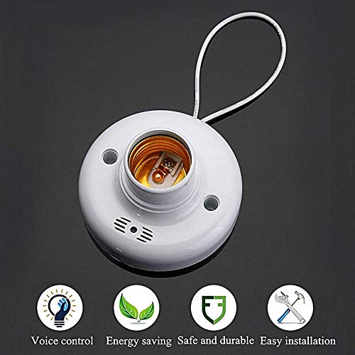 IFITech Smart Sound Sensor Bulb Holder - Support E27 Bulbs, Garage/Door/Under Ground/Cellar Lighting