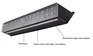 IFITech Solar LED Light - Dual Lighting - Wall Washer Warm White Lights & Motion Sensor Wall Light - Cool White