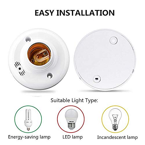 IFITech Smart Sound Sensor Bulb Holder - Support E27 Bulbs, Garage/Door/Under Ground/Cellar Lighting