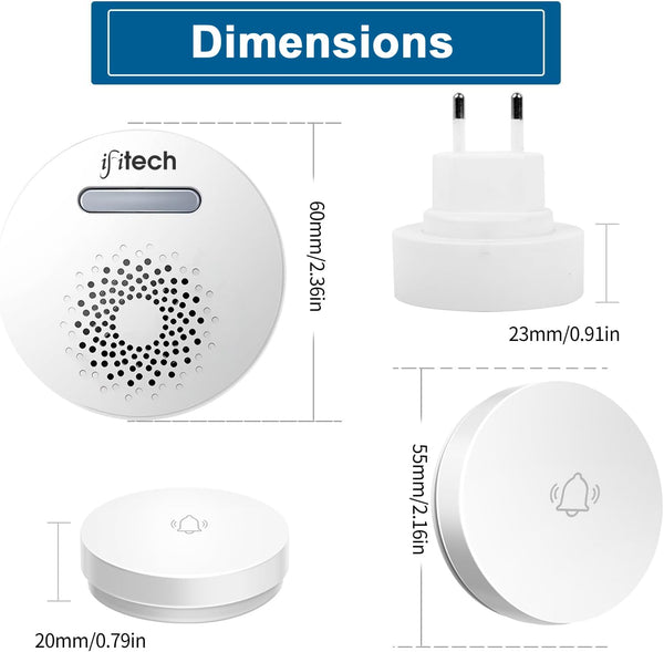IFITech Self-Powered Wireless Door bell for Home & Office