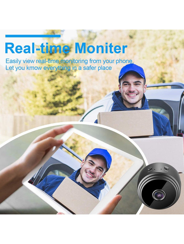 Eye4Spy 1080P Mini Home Security Camera with WiFi connectivity for live remote viewing and motion detection alerts.
Supports continuous and motion-based recording, 100° wide-angle lens, low-light night vision, and SD card storage up to 128GB.
Compact, magnetic, and flexible design ideal for home, office, and personal security monitoring.