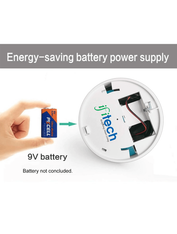 IFITech Smart WiFi Smoke and CO Detector with Mobile App, Alexa & Google Home Compatibility, Battery-Powered - White Round Plastic