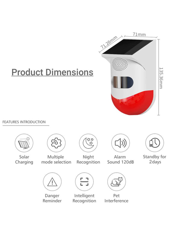 IFITech Solar Motion Detector Siren Alarm