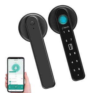 IFITech Smart Door Lock | 5 Way Unlock – Fingerprint, Pin, RFID Card, Mobile App (Bluetooth) and Manual Key Access for Wooden Doors | Fingerprint Door Lock (Black)