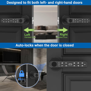 IFITech Smart Door Lock | 5 Way Unlock – Fingerprint, Pin, RFID Card, Mobile App (Bluetooth) and Manual Key Access for Wooden Doors | Fingerprint Door Lock (Black)