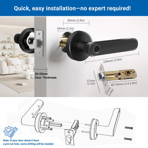 IFITech Smart Door Lock | 5 Way Unlock – Fingerprint, Pin, RFID Card, Mobile App (Bluetooth) and Manual Key Access for Wooden Doors | Fingerprint Door Lock (Black)