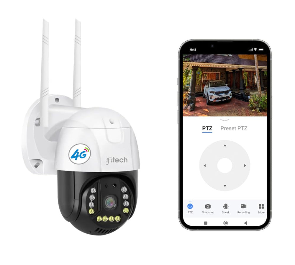 IFITech 4MP Full HD Outdoor CCTV Camera | Smart Home Security Camera SIM Card & Ethernet Connectivity | 360° Coverage