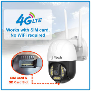 IFITech 4MP Full HD Outdoor CCTV Camera | Smart Home Security Camera SIM Card & Ethernet Connectivity | 360° Coverage