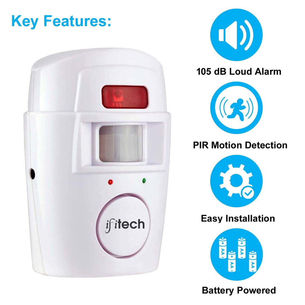 IFITech Motion Sensor Alarm with 105 dB Siren