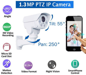IFITech™ IFIPTZ1.3B Outdoor HD 960P Wireless PTZ Security Camera with Night Vision and 4X Optical Zoom