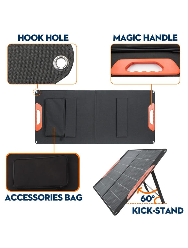 IFITech 120W Portable Waterproof Foldable Solar Panel Charger | Portable Power Station