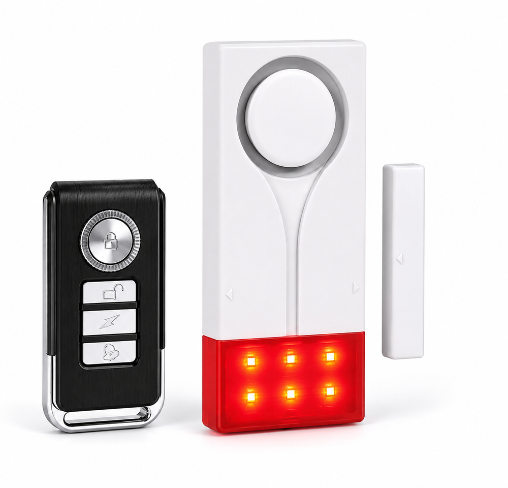 IFITech Magnetic Alarm with Sound and Light, 108 dB Alarm, Wireless alarm, Magnetic Door/Window Sensor